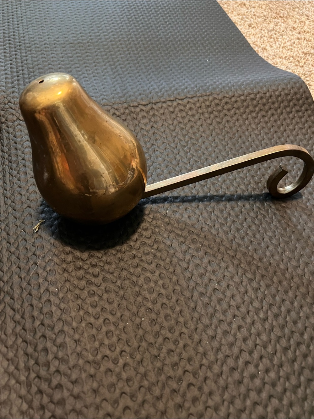 Brass Pear Stocking Hanger with Curled Handle